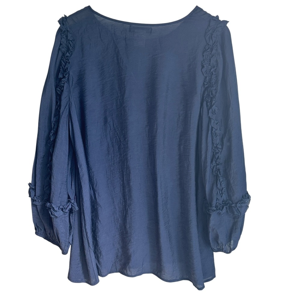Paisley Vine‎ Tunic Top Navy Coquette Long Sleeve XL Chic Classic Feminine - Picture 2 of 9